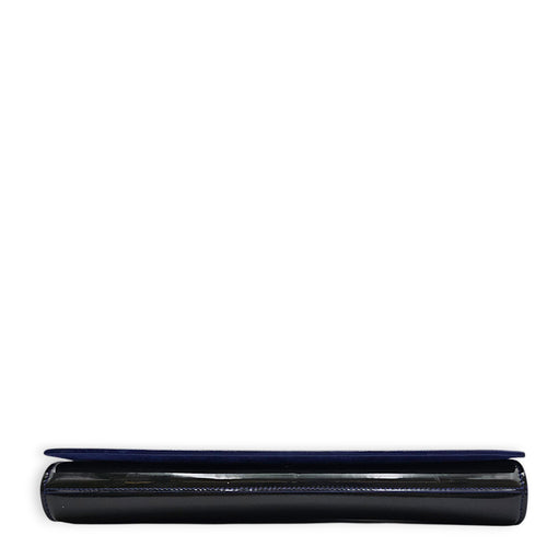 Belle Du Jour  Long Blue Clutch in Patent Leather Gold hardware