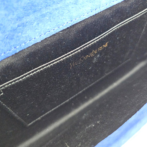 Belle Du Jour  Long Blue Clutch in Patent Leather Gold hardware