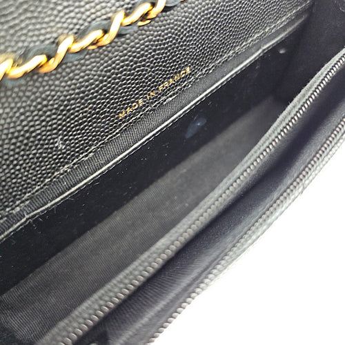O-Phone Holder with Chain  Small Black Crossbody Bag in Caviar Leather Gold hardware