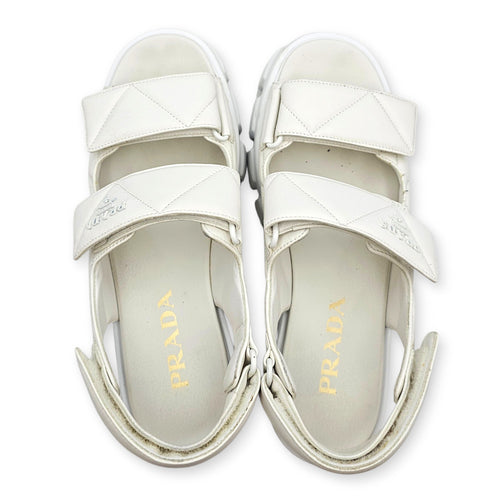 Quilted Monolith  40 White Sandals in Nappa Leather