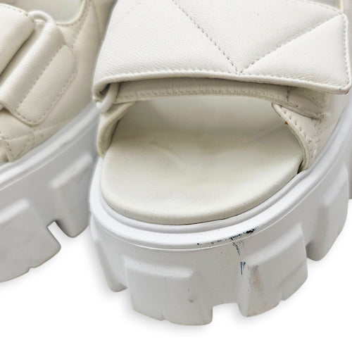 Quilted Monolith  40 White Sandals in Nappa Leather