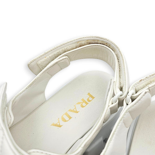 Quilted Monolith  40 White Sandals in Nappa Leather