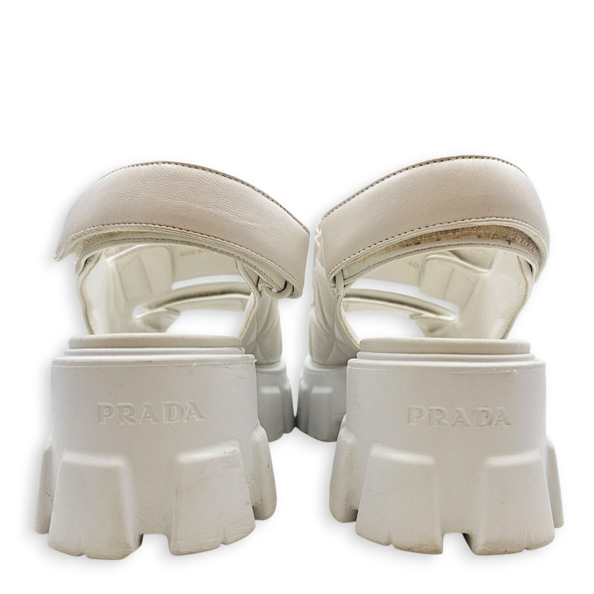 Quilted Monolith  40 White Sandals in Nappa Leather