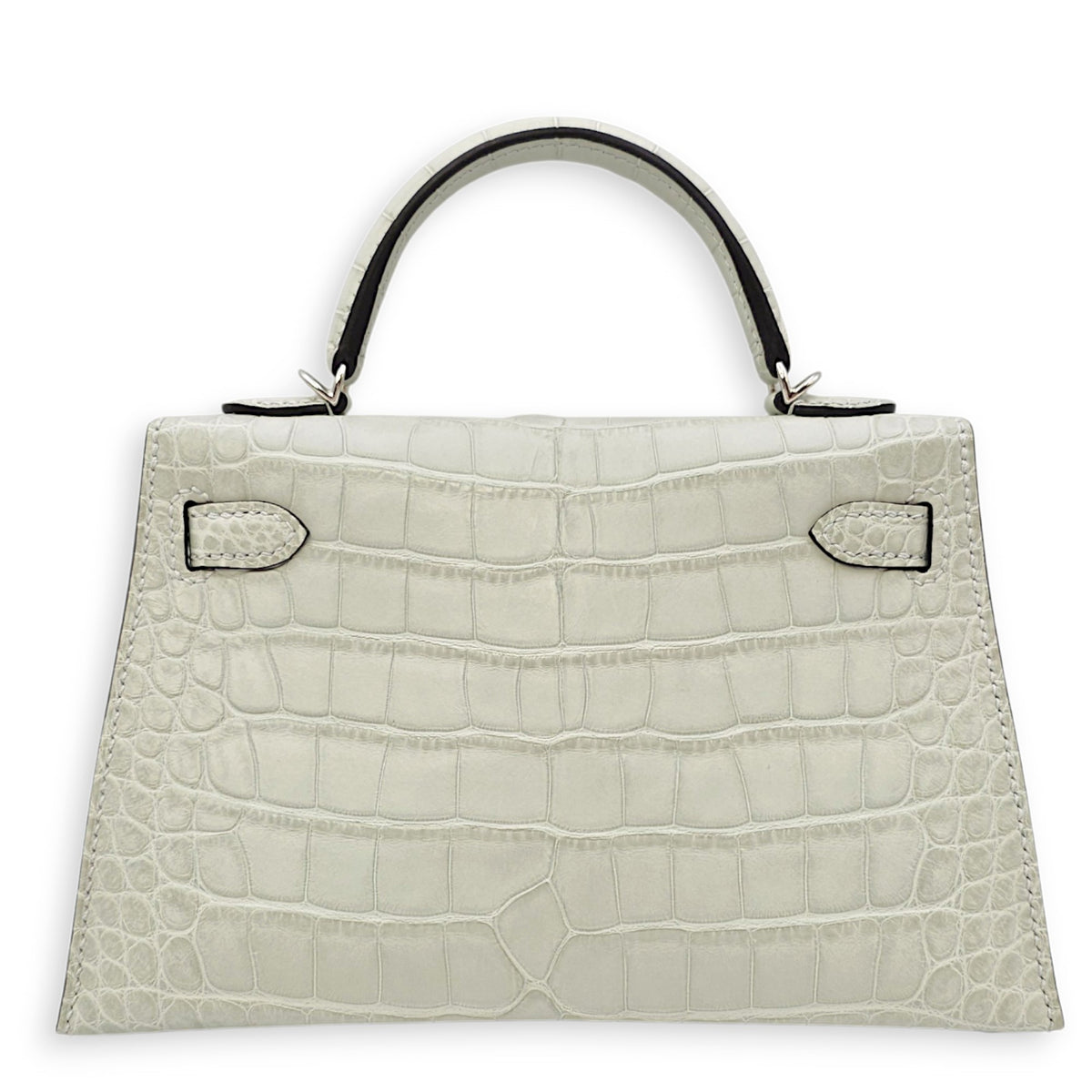 Sellier Kelly Mini Gris Neve in Matte Alligator Palladium hardware