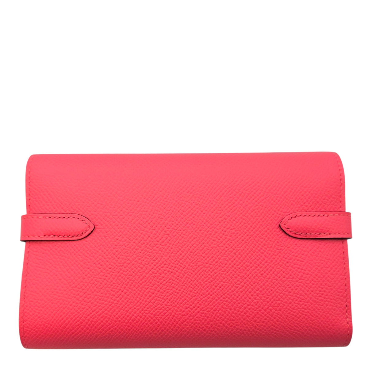 Kelly Depliant Rose Azalee Wallet in Epsom Palladium hardware