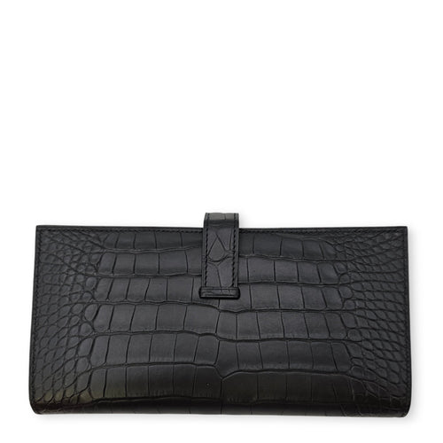 Bearn Bi fold  Noir Wallet in Matte Alligator Gold hardware
