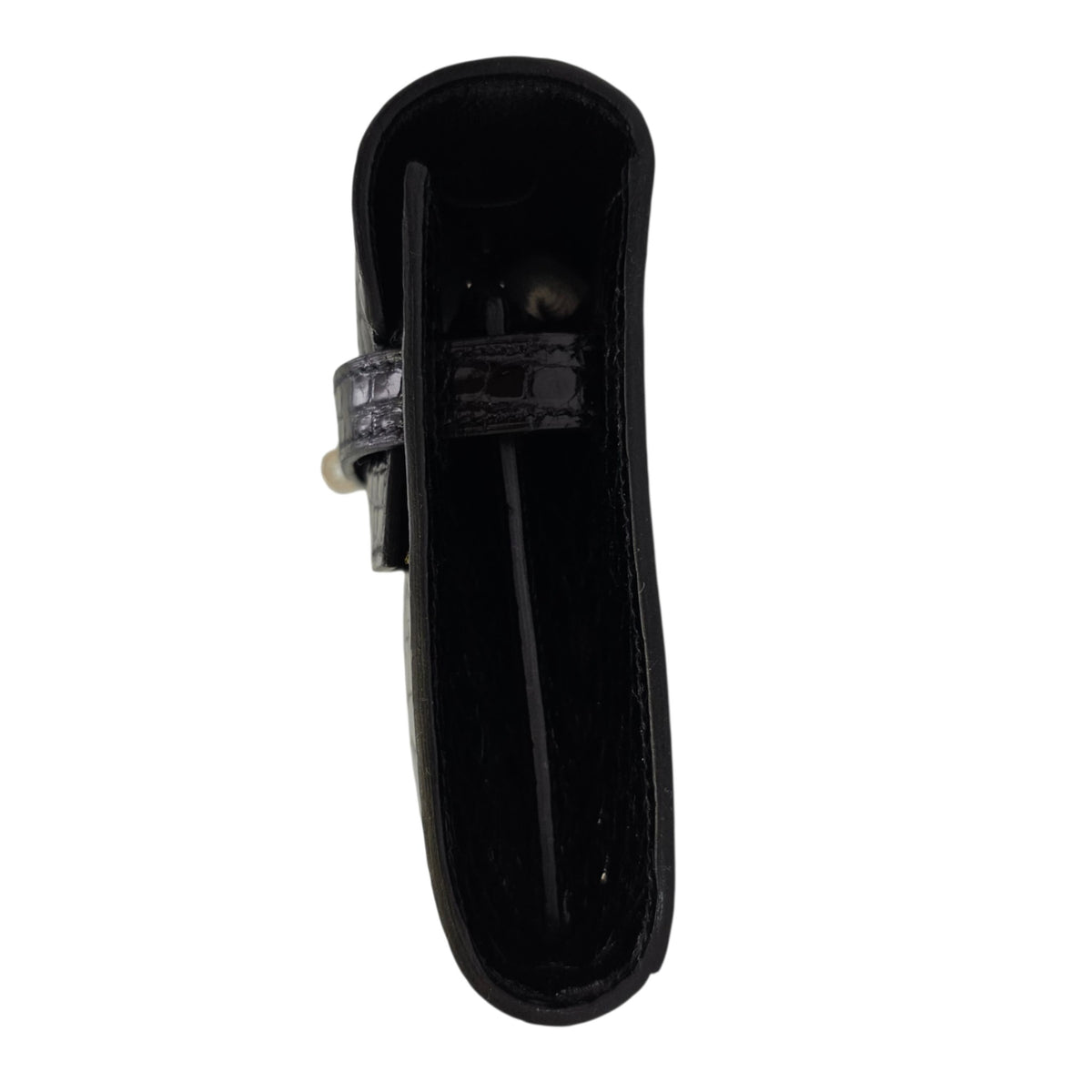 Kelly To Go  Noir Wallet in Shiny Alligator Palladium hardware