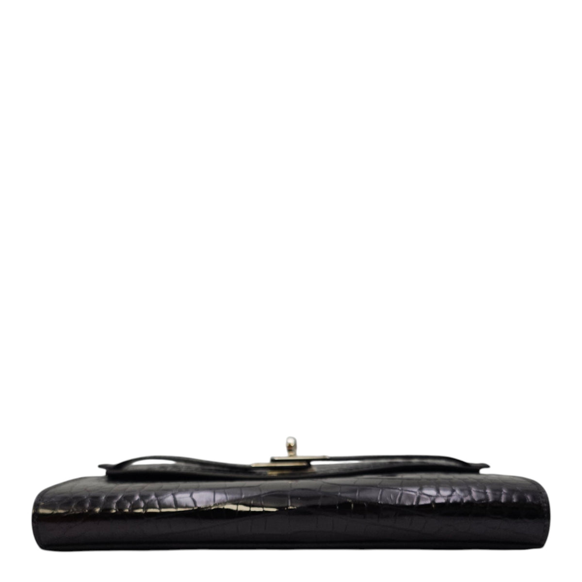 Kelly To Go  Noir Wallet in Shiny Alligator Palladium hardware