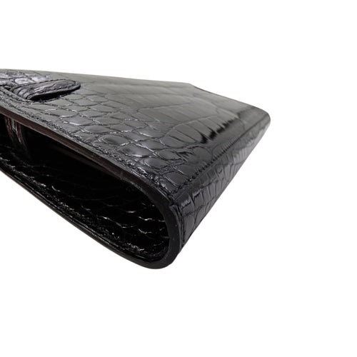 Kelly To Go  Noir Wallet in Shiny Alligator Palladium hardware