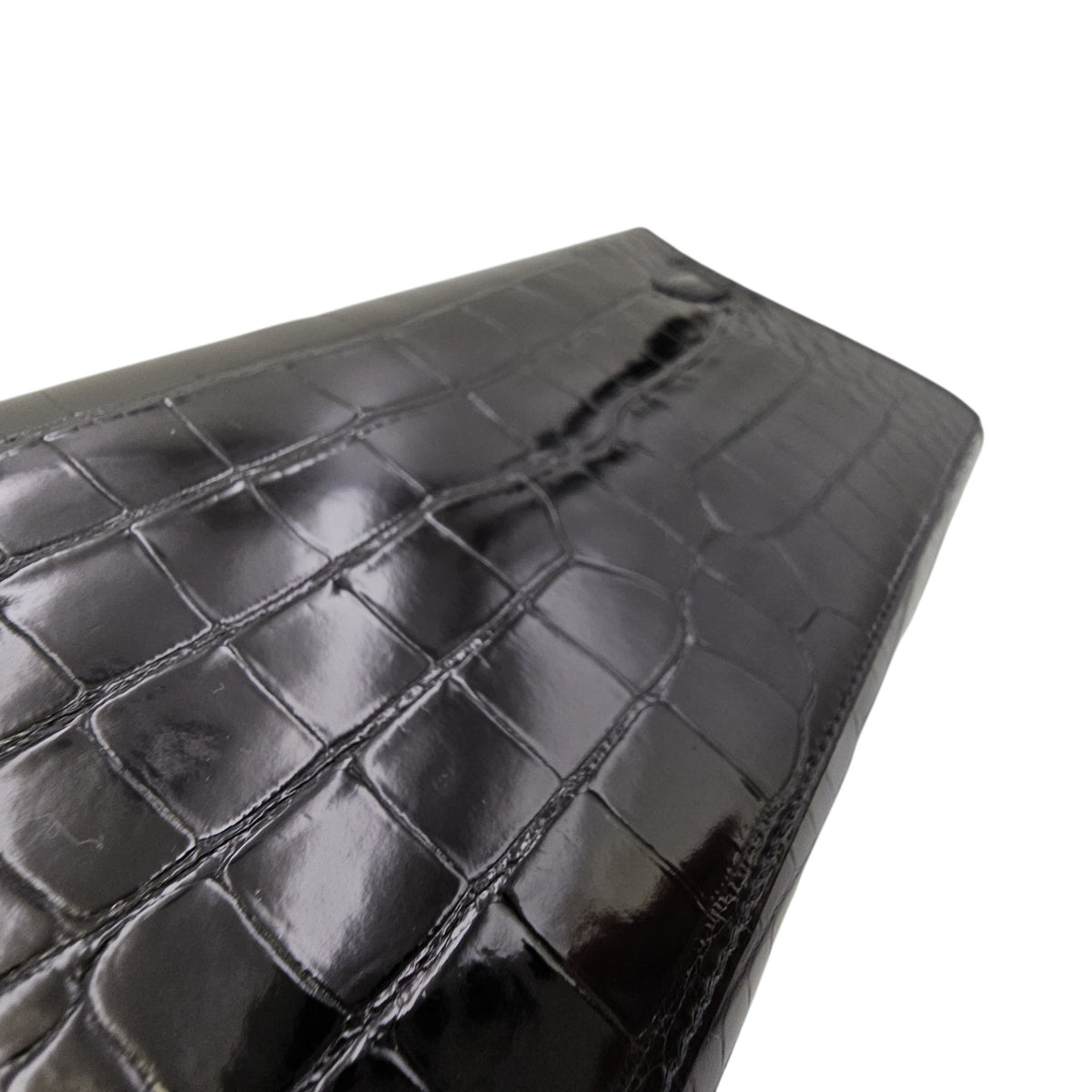 Kelly To Go  Noir Wallet in Shiny Alligator Palladium hardware