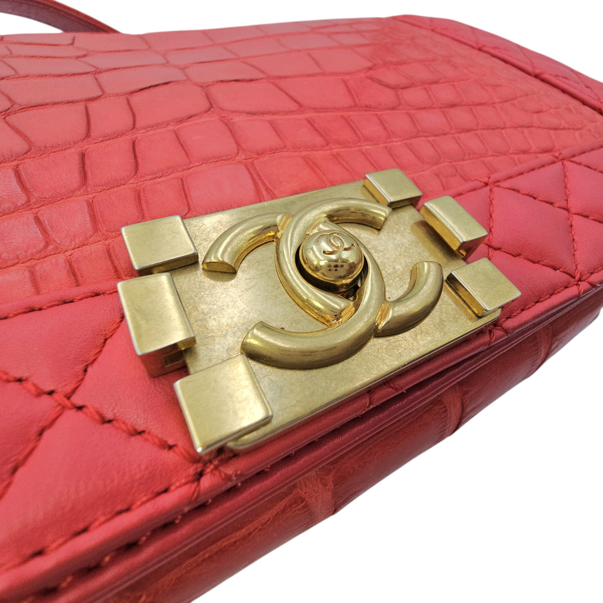 Boy Large Red Shoulder Bag Gold hardware