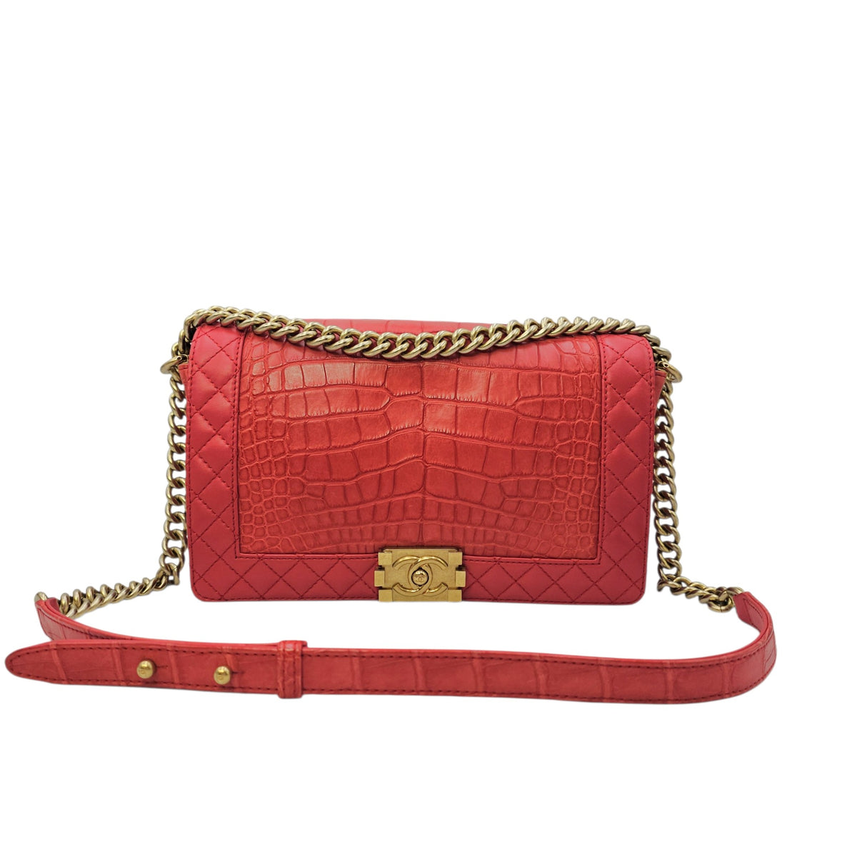 Boy Large Red Shoulder Bag Gold hardware