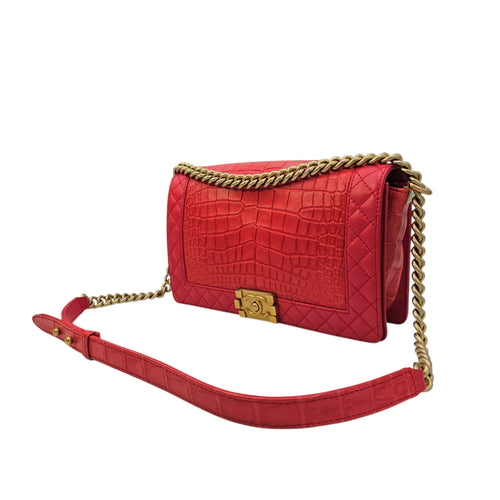 Boy Large Red Shoulder Bag Gold hardware