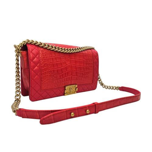 Boy Large Red Shoulder Bag Gold hardware
