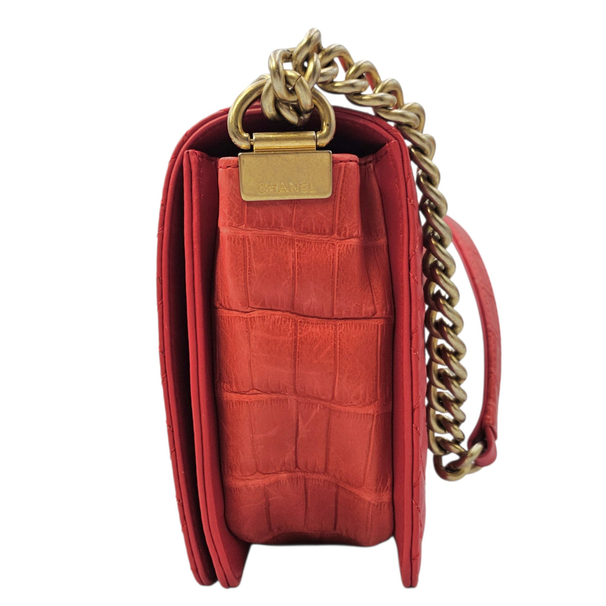 Boy Large Red Shoulder Bag Gold hardware