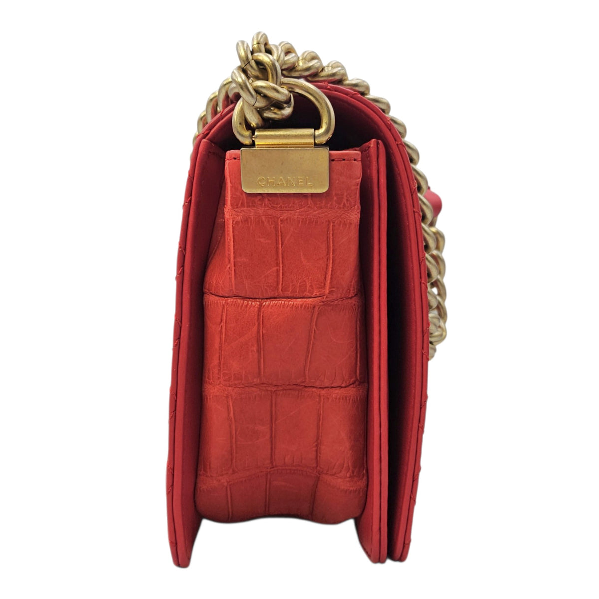 Boy Large Red Shoulder Bag Gold hardware