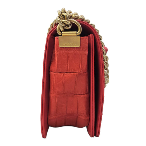 Boy Large Red Shoulder Bag Gold hardware