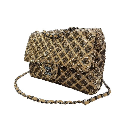 Classic 24 Gold Shoulder Bag in Sequins Silver hardware