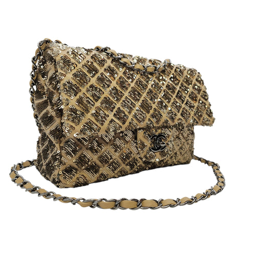 Classic 24 Gold Shoulder Bag in Sequins Silver hardware