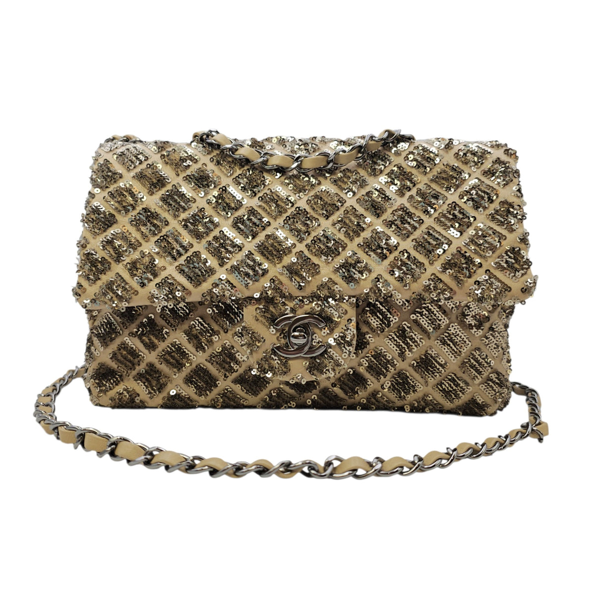Classic 24 Gold Shoulder Bag in Sequins Silver hardware
