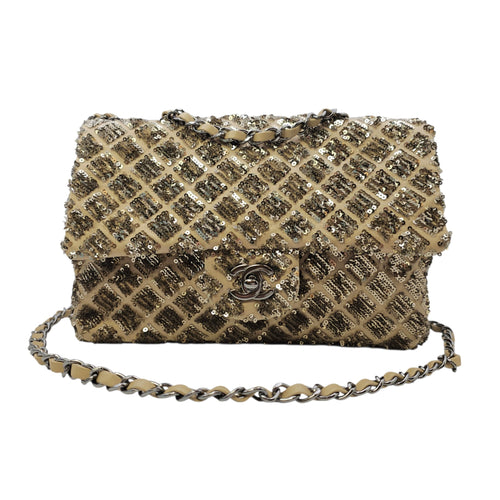 Classic 24 Gold Shoulder Bag in Sequins Silver hardware