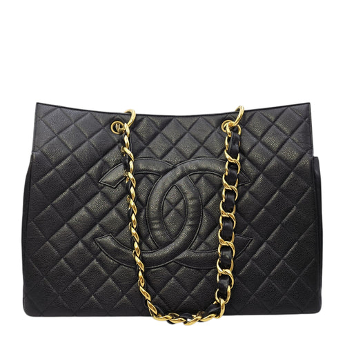 GST 39cm Black Tote Bag in Caviar Leather Gold hardware