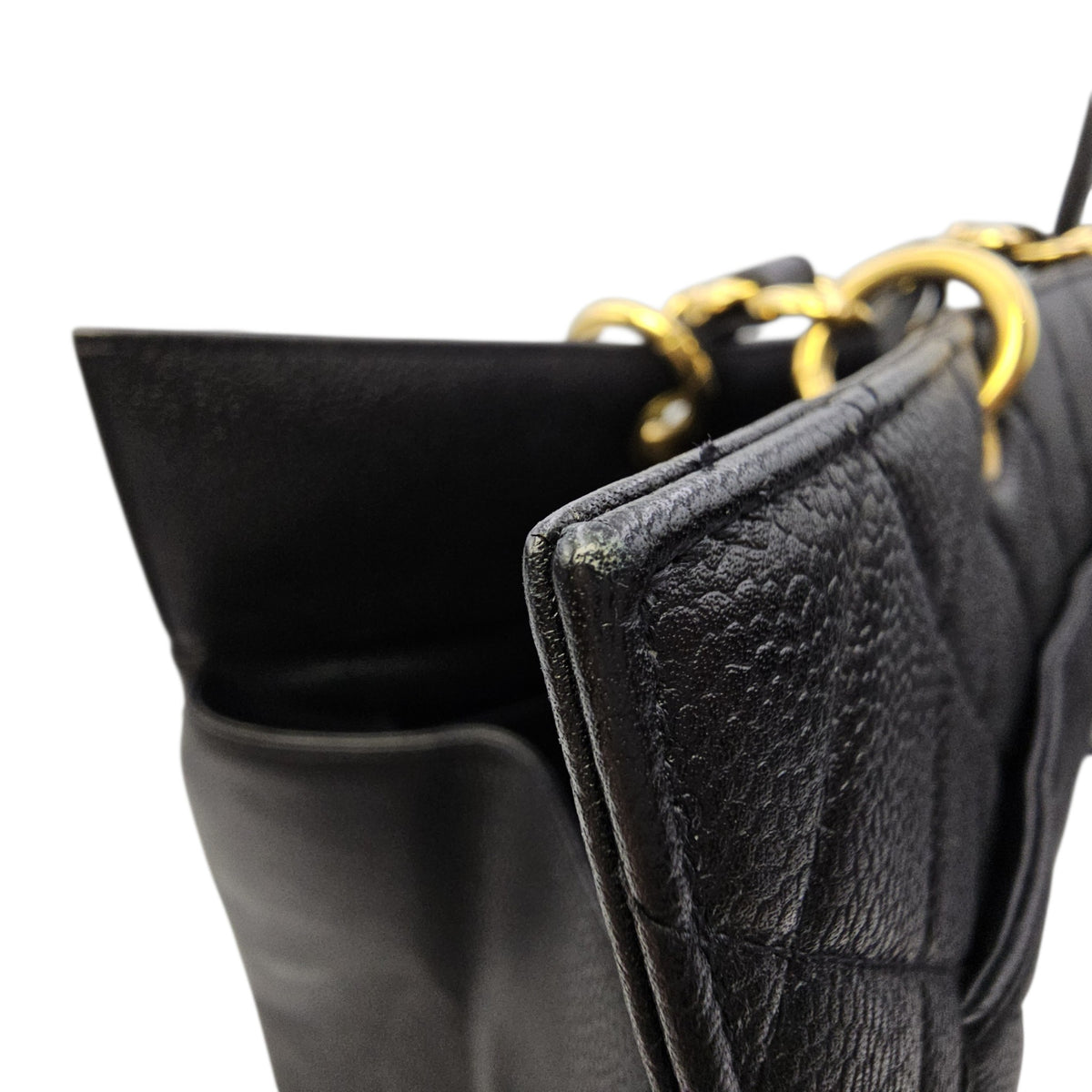 GST 39cm Black Tote Bag in Caviar Leather Gold hardware