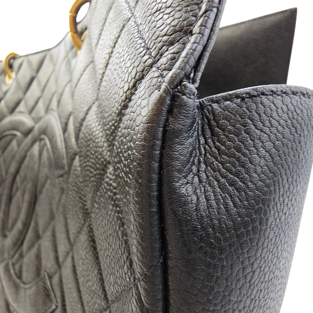 GST 39cm Black Tote Bag in Caviar Leather Gold hardware