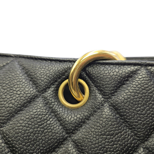 GST 39cm Black Tote Bag in Caviar Leather Gold hardware