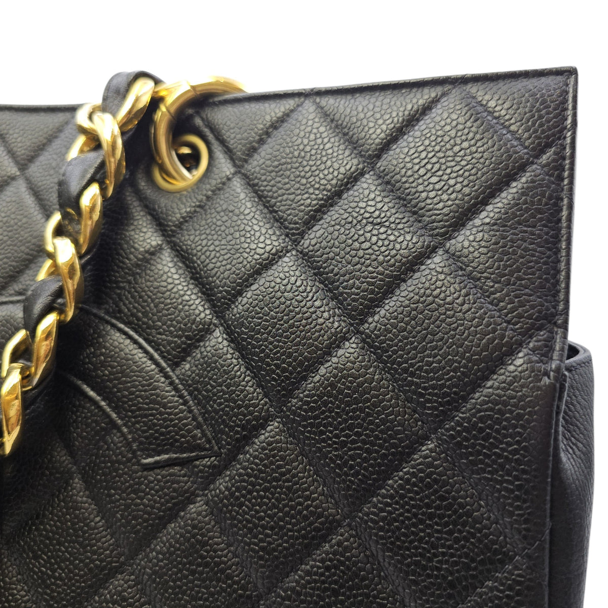 GST 39cm Black Tote Bag in Caviar Leather Gold hardware