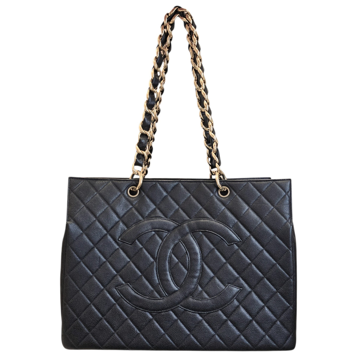 GST 39cm Black Tote Bag in Caviar Leather Gold hardware