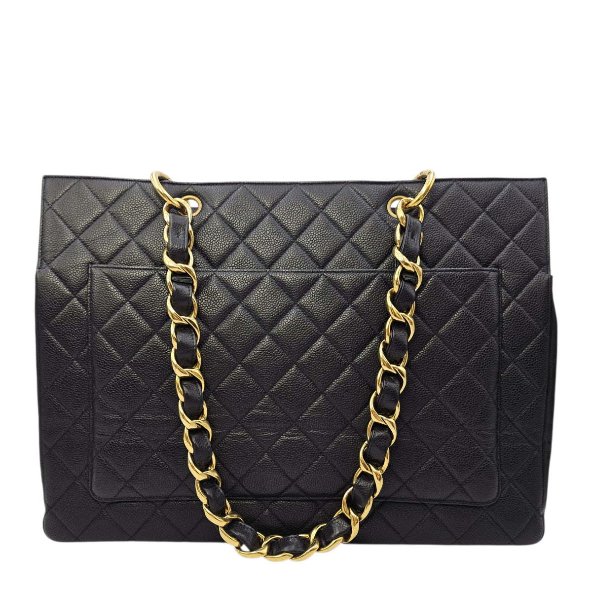 GST 39cm Black Tote Bag in Caviar Leather Gold hardware