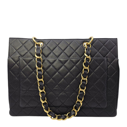 GST 39cm Black Tote Bag in Caviar Leather Gold hardware
