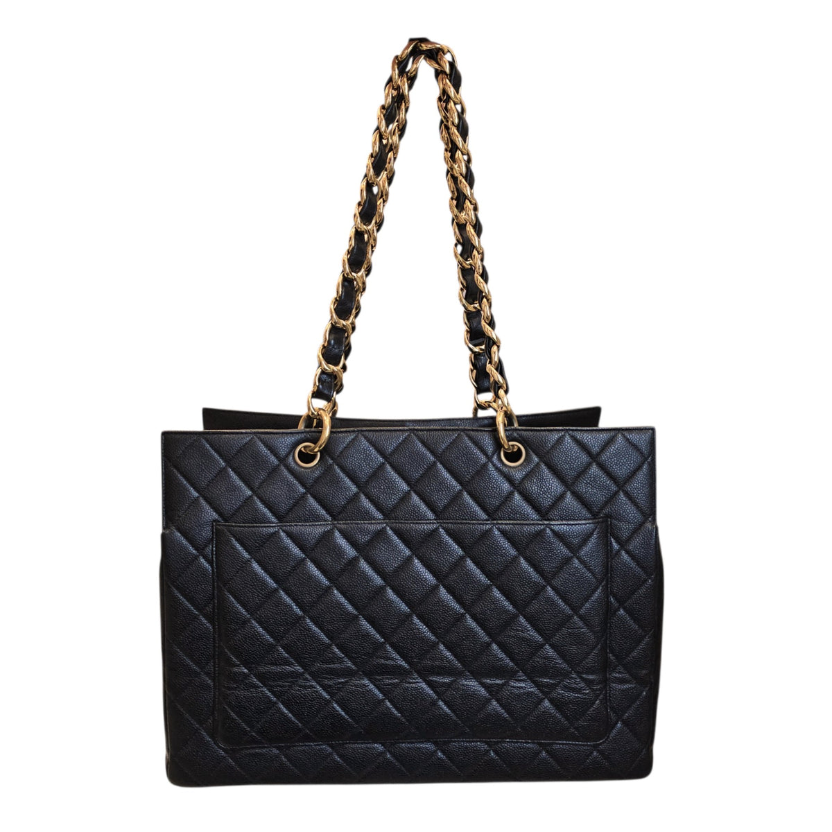 GST 39cm Black Tote Bag in Caviar Leather Gold hardware