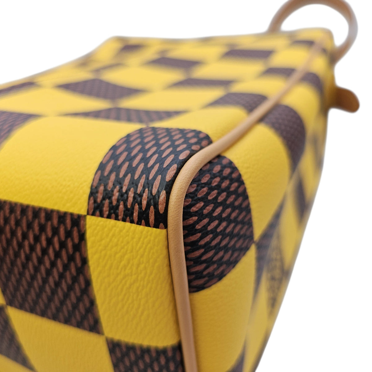 Damier Yellow Pop Shoe Bag  in Coated Canvas Gold hardware
