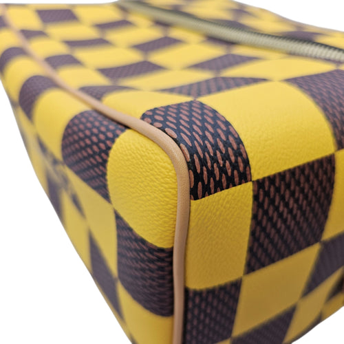 Damier Yellow Pop Shoe Bag  in Coated Canvas Gold hardware