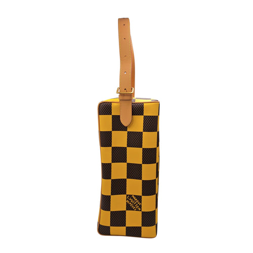 Damier Yellow Pop Shoe Bag  in Coated Canvas Gold hardware