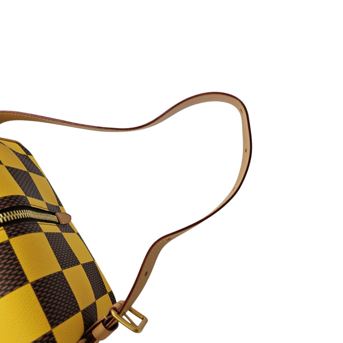 Damier Yellow Pop Shoe Bag  in Coated Canvas Gold hardware