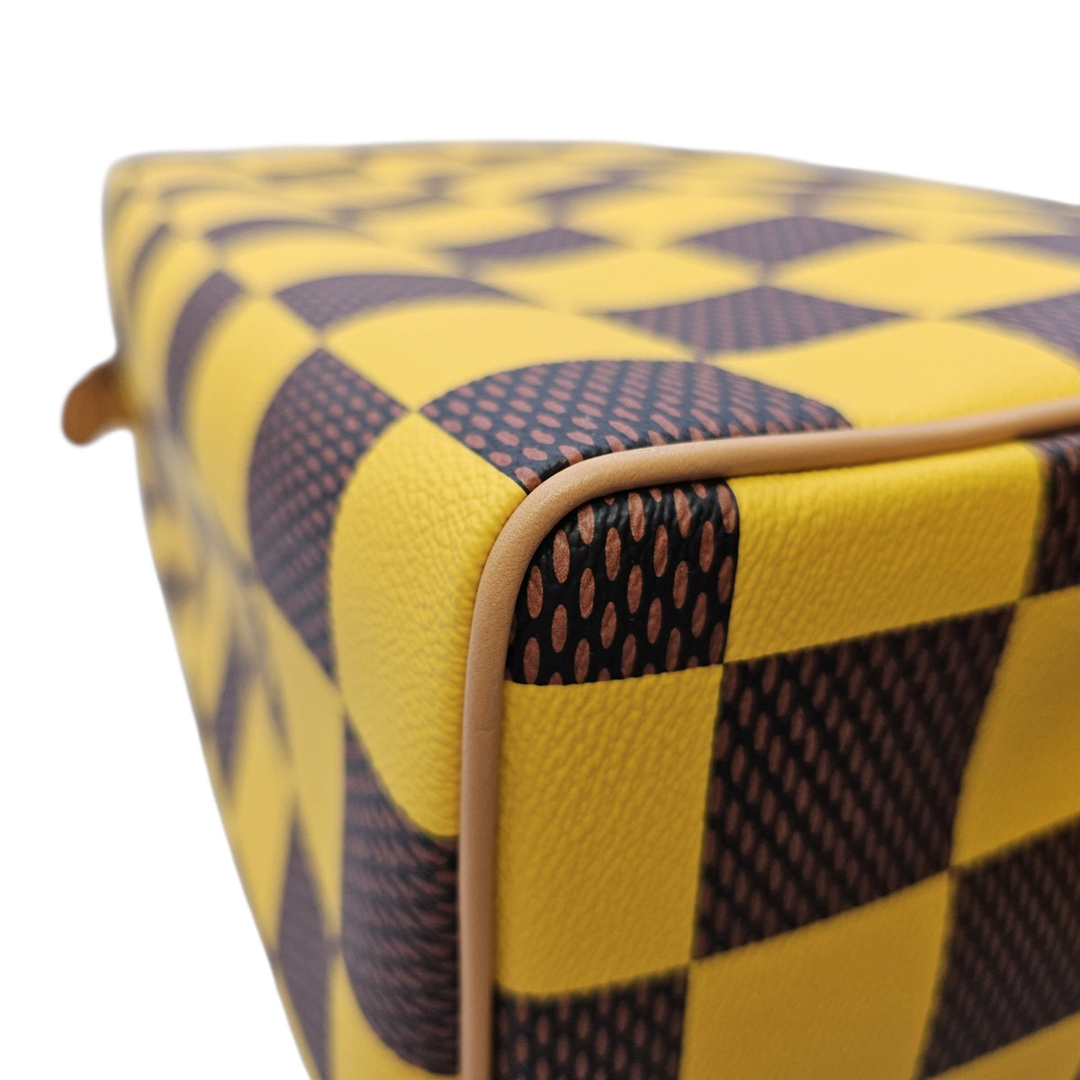 Damier Yellow Pop Shoe Bag  in Coated Canvas Gold hardware