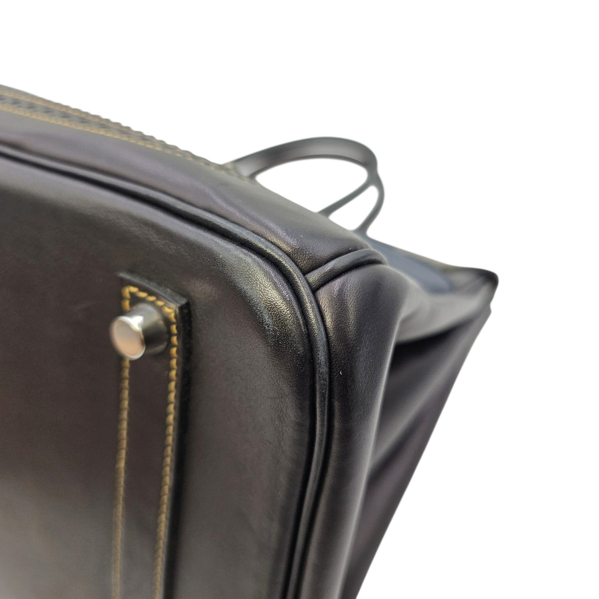 Ghillies Birkin  35 Noir/Denim  in Tadelakt/Toile Brushed Palladium hardware