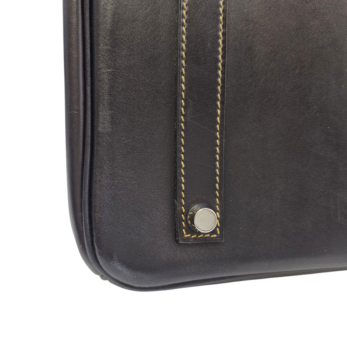 Ghillies Birkin  35 Noir/Denim  in Tadelakt/Toile Brushed Palladium hardware