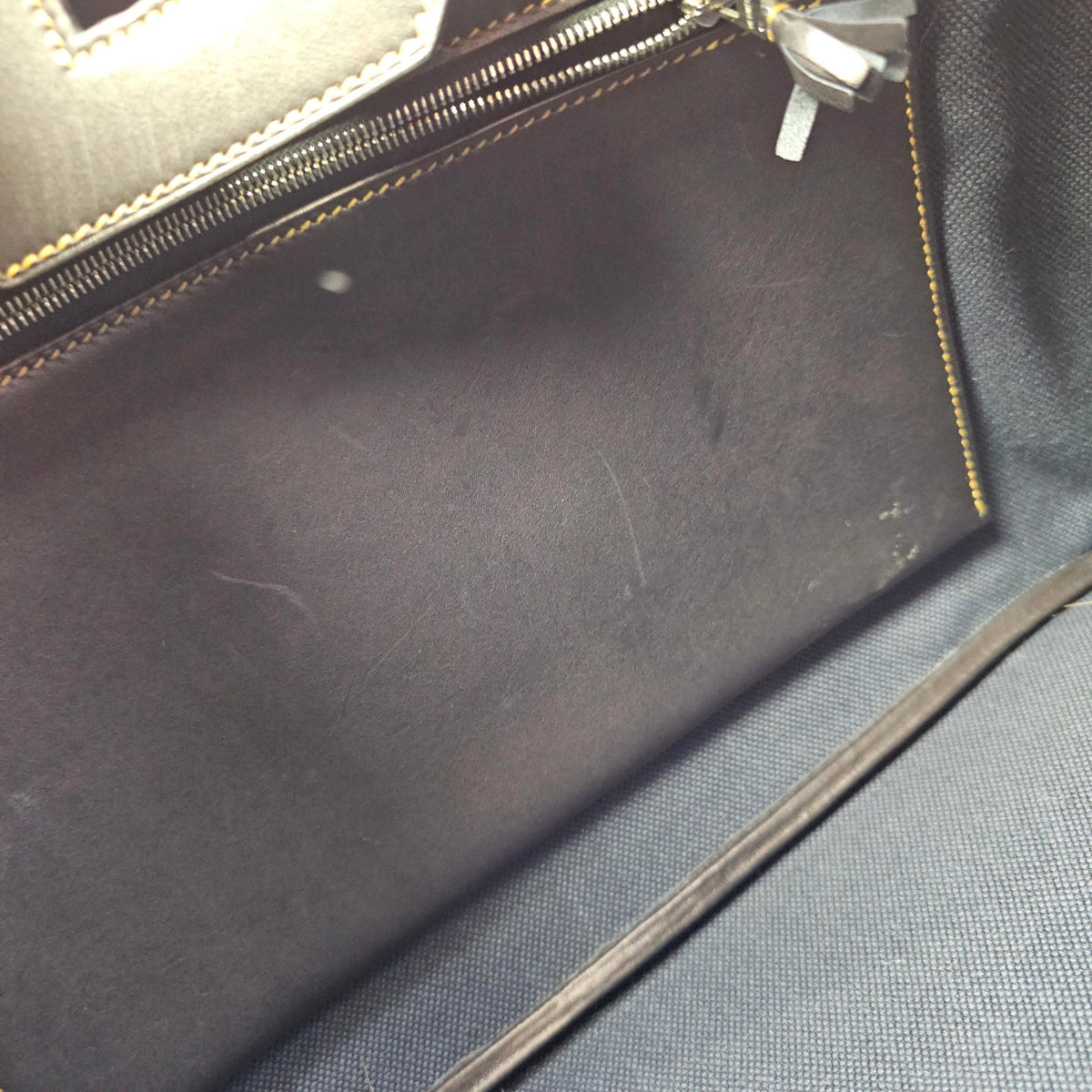 Ghillies Birkin  35 Noir/Denim  in Tadelakt/Toile Brushed Palladium hardware