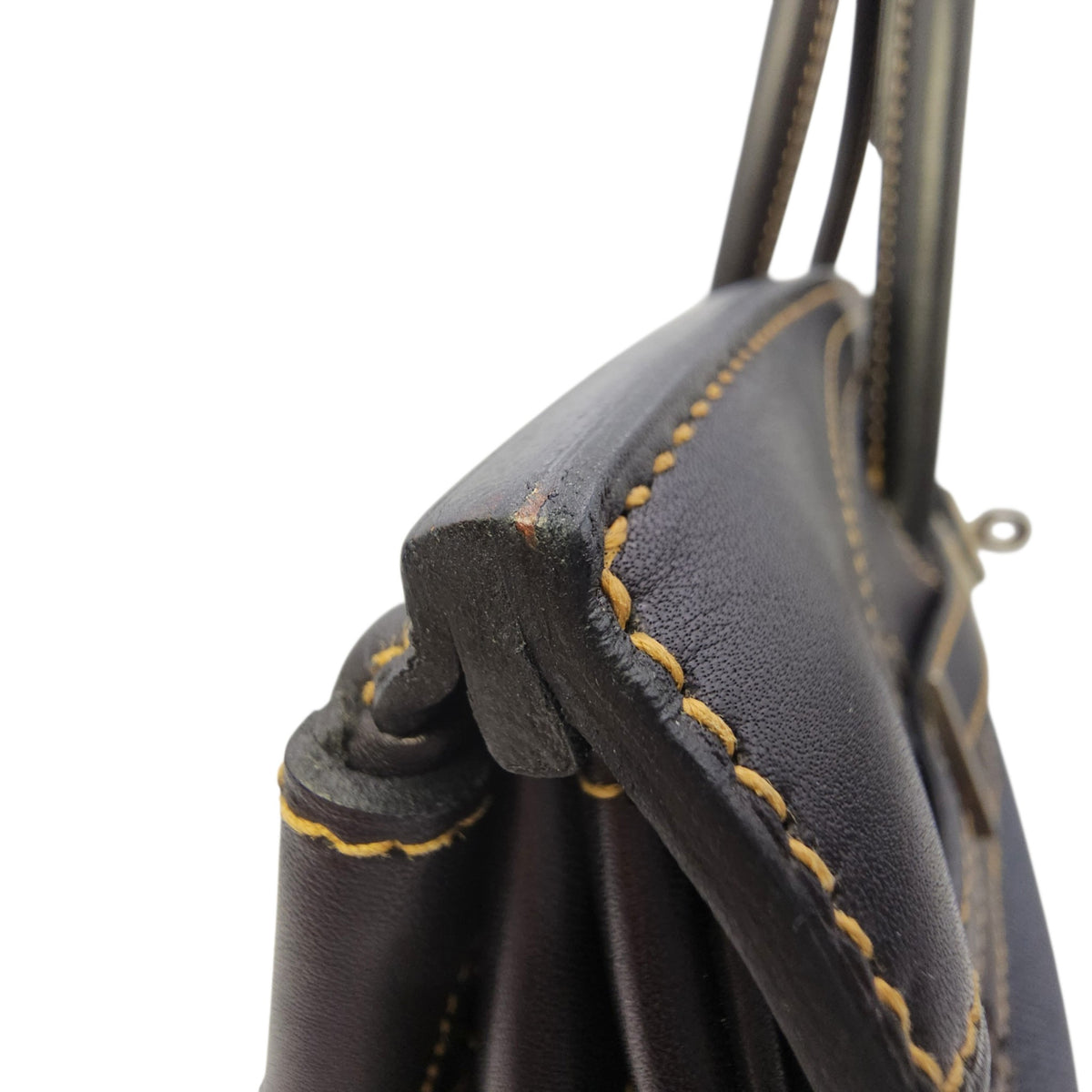 Ghillies Birkin  35 Noir/Denim  in Tadelakt/Toile Brushed Palladium hardware