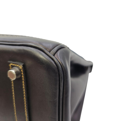 Ghillies Birkin  35 Noir/Denim  in Tadelakt/Toile Brushed Palladium hardware