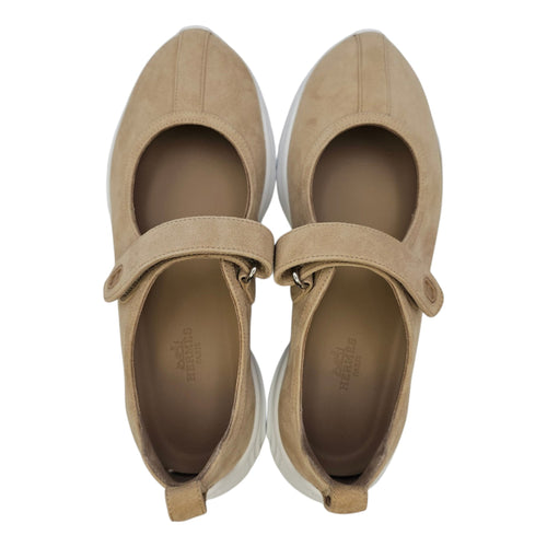 Neptune Ballet Flat. Sz:37 Kraft Flats in Suede Leather