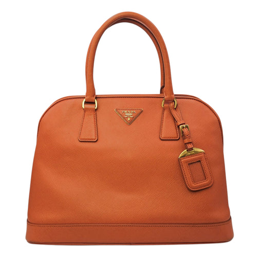 Galleria Orange Top Handle Bag in Saffiano Leather Gold hardware