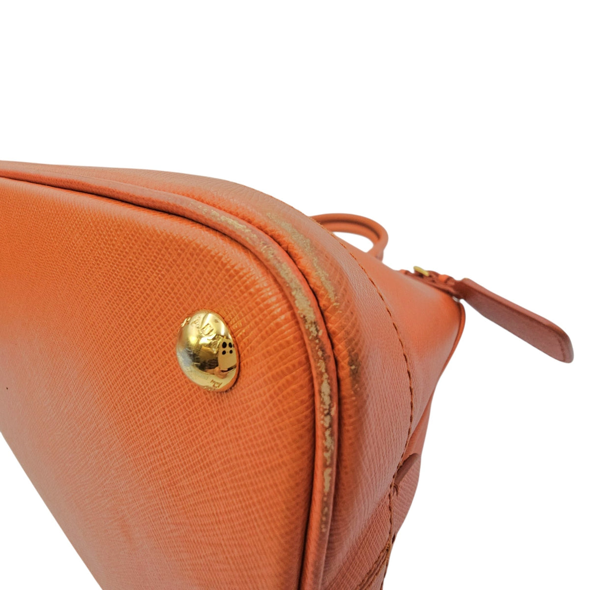 Galleria Orange Top Handle Bag in Saffiano Leather Gold hardware