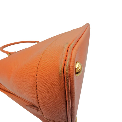 Galleria Orange Top Handle Bag in Saffiano Leather Gold hardware