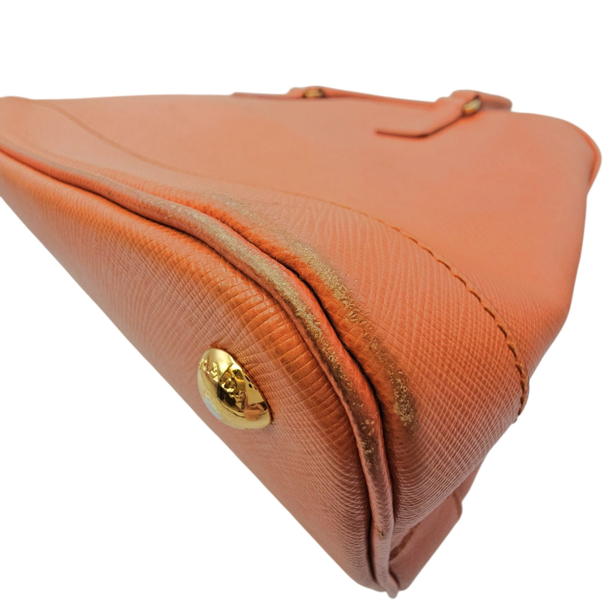 Galleria Orange Top Handle Bag in Saffiano Leather Gold hardware