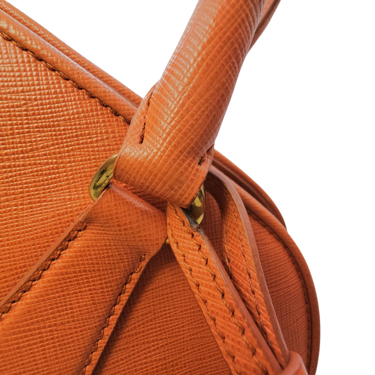 Galleria Orange Top Handle Bag in Saffiano Leather Gold hardware